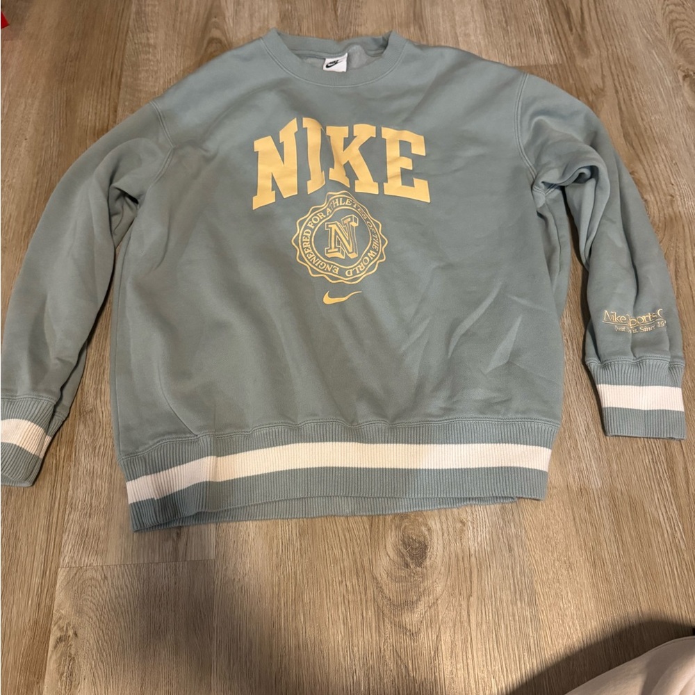 Nike Blue and Cream Crewneck Sweater